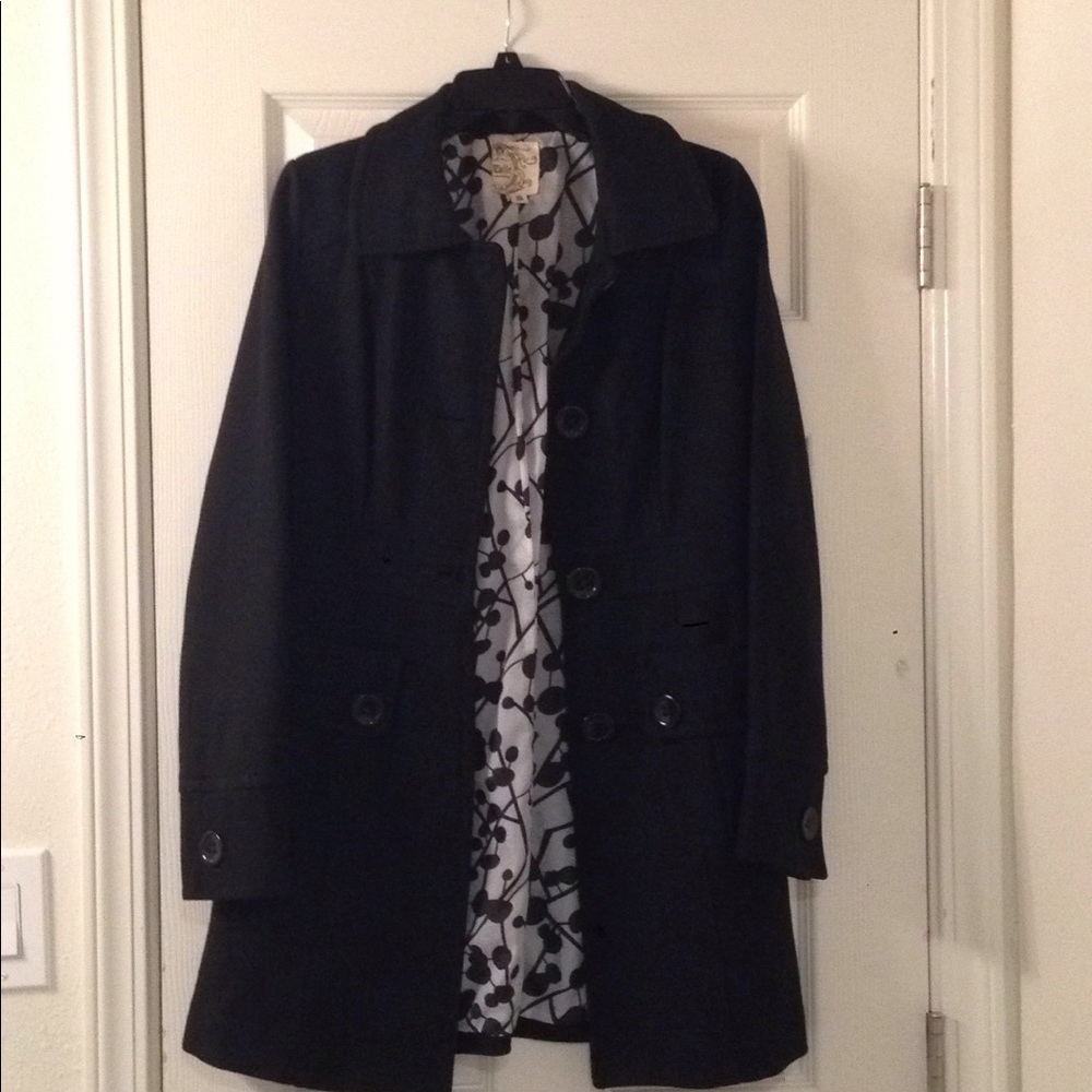 Black long coat.